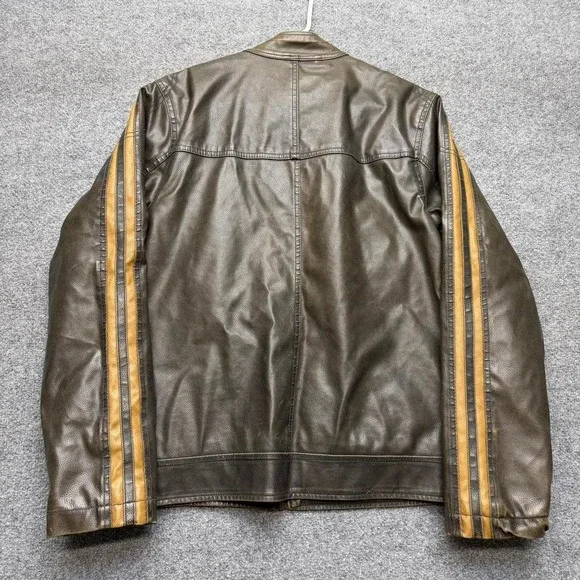Vtg Arizona men's brown leather jacket with stripes size small - Picture 5 of 6
